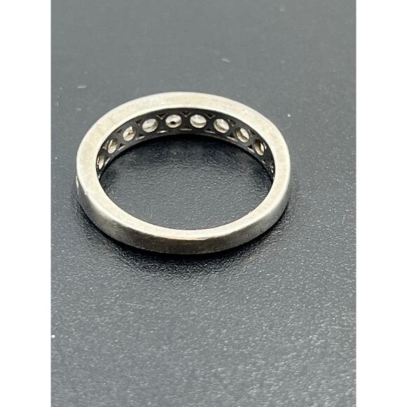 SS 925 Marked Sterling Silver Round Channel Set CZ Half Eternity Wave Band 7.5 - Picture 7 of 11